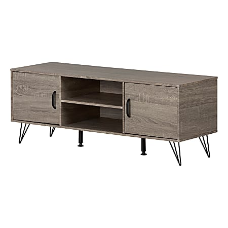 South Shore Evane TV Stand With Doors For 55" TVs, Oak Camel