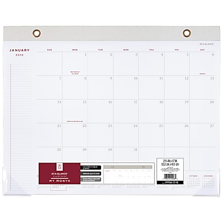 AT-A-GLANCE® Signature Collection™ Monthly Desk Pad Calendar, 17" x 22", January to December 2018 (YP70412-18)