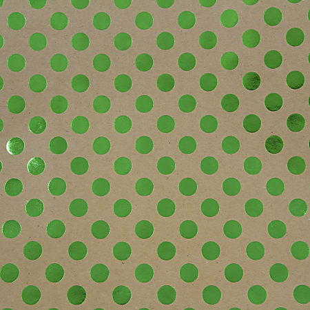 JAM Paper Wrapping Paper Polka Dots 25 Sq Ft Kraft Brown Green