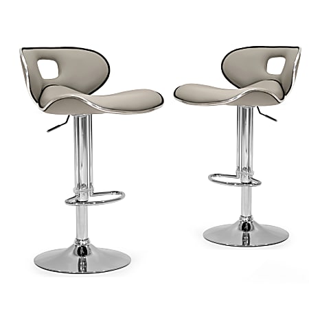 Glamour Home Adria Bar Stools, Ashy/Chrome, Set Of 2 Stools