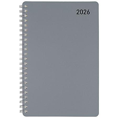 Office Depot Brand Weekly Monthly Appointment Book, 5" x 8", Silver, January 2026 to December 2026, OD71033026
