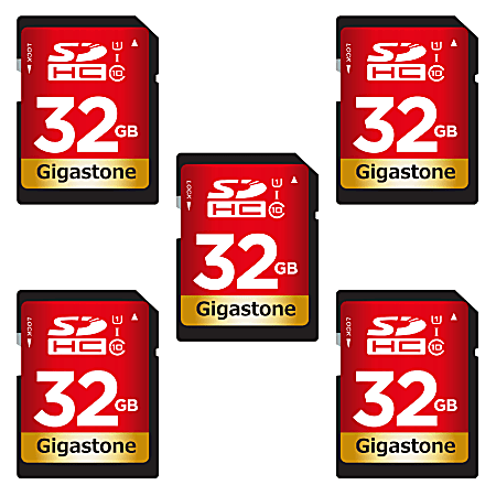 Dane-Elec Gigastone Class 10 UHS-I U1 SDHC™ Cards, 32GB, Pack Of 5 Cards