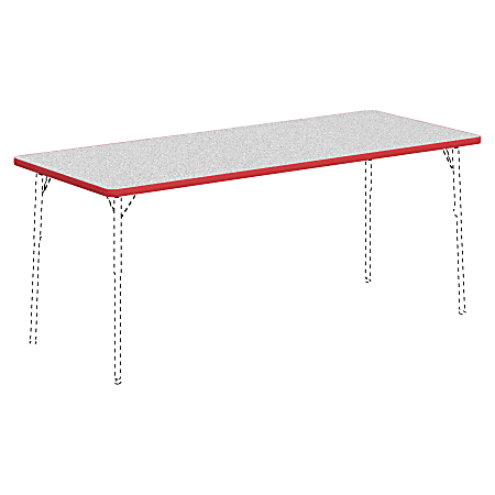 Lorell® Classroom Rectangular Activity Table Top, 72"W x 30"D, Gray Nebula/Red