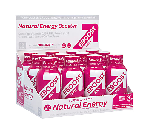 Eboost Superberry Energy Shot, 12-2oz