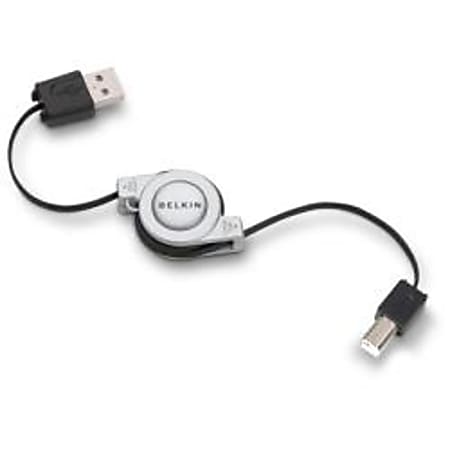 Belkin® Retractable High-Speed USB 2.0 Cable, 3'