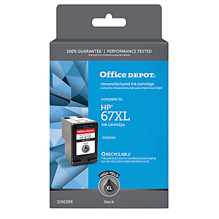 Office Depot® Remanufactured Black High-Yield Ink Cartridge Replacement For HP 67XL