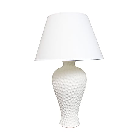 Simple Designs Curvy Ceramic Table Lamp, 19 1/2"H, White Shade/White Base