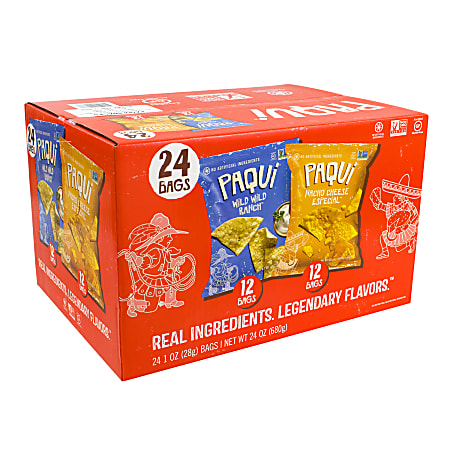 Paqui Tortilla Chips Variety Pack, 2 Oz, Pack Of 24 Bags