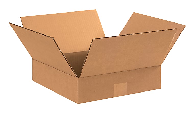 Partners Brand Flat Corrugated Boxes, 12" x 12" x 3", Kraft, Pack Of 25