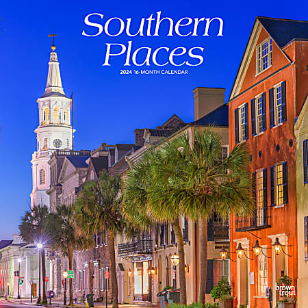 2024 BrownTrout Monthly Square Wall Calendar, 12" x 12", Southern Places, January to December