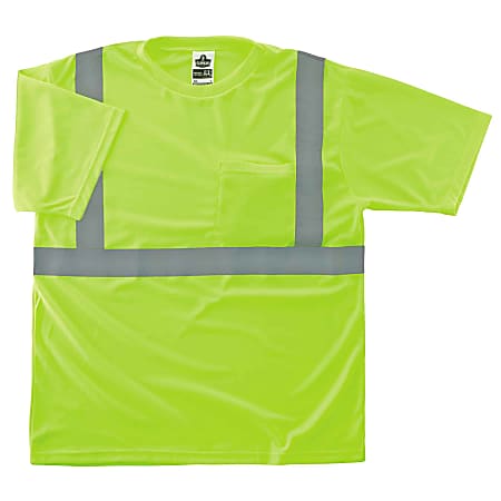 Ergodyne GloWear 8289-ECO Class 2 Hi-Vis T-Shirt, Large, 100% Recycled, Lime
