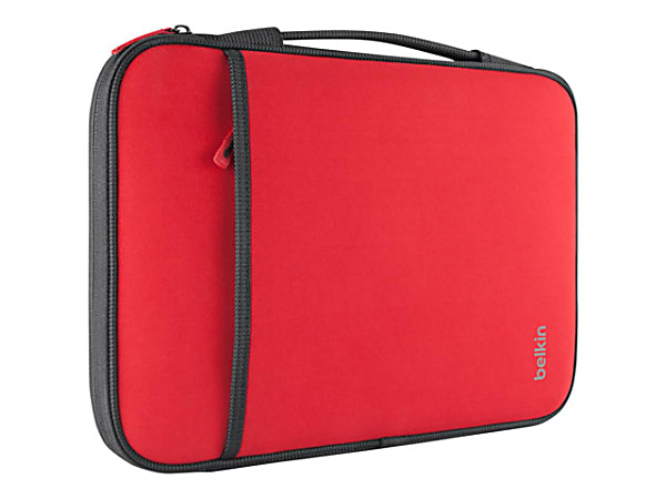 0.8 12.6 Sleeve Depth x 8 Belkin Depot x Netbook Office Neopro Handle Resistant Height Interior 11 - Material Red Carrying Body Wear Case for Width Fleece