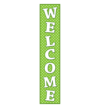 Teacher Created Resources Welcome Banner, Lime Polka Dots, 8" x 39", Green/White, Pre-K - College