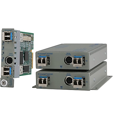 Omnitron Systems 1000BASE-X SFP to 1000BASE-X SFP Media Converter and Network Interface Device - 1000Base-X - 2 x Expansion Slots - 2 x SFP Slots - Desktop