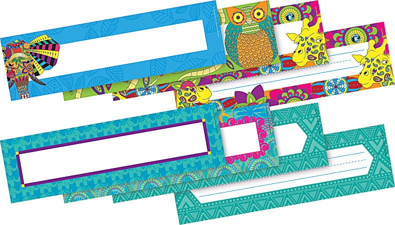 Barker Creek Double-Sided Name Plates, 12" x 3-1/2", Bohemian, Set Of 72 Plates