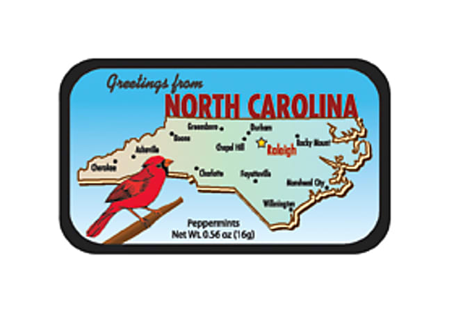 AmuseMints® Destination Mint Candy, North Carolina State, 0.56 Oz, Pack Of 24