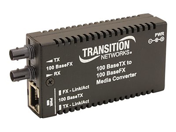 Transition Networks Stand-Alone Mini Fast Ethernet Media Converter - Fiber media converter - 100Mb LAN - 100Base-TX, 100Base-X - RJ-45 / SFP (mini-GBIC)