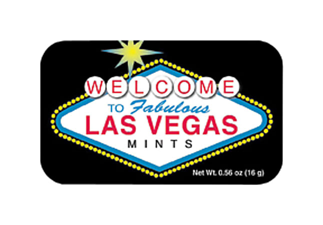 AmuseMints® Destination Mint Candy, Las Vegas Welcome Cinnamon, 0.56 Oz, Pack Of 24