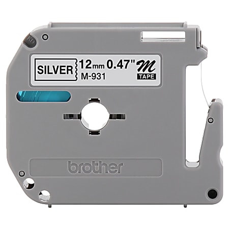 Brother® M-931 Black-On-Silver Tape, 0.5" x 26.2'