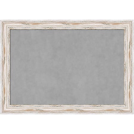 Amanti Art Magnetic Bulletin Board, Aluminum/Steel, 41" x 29", Alexandria White Wash Wood Frame