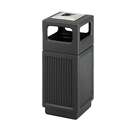 Safco® Canmeleon™ Recessed Panel Ash Urn, Side Opening, 15 Gallons, Black