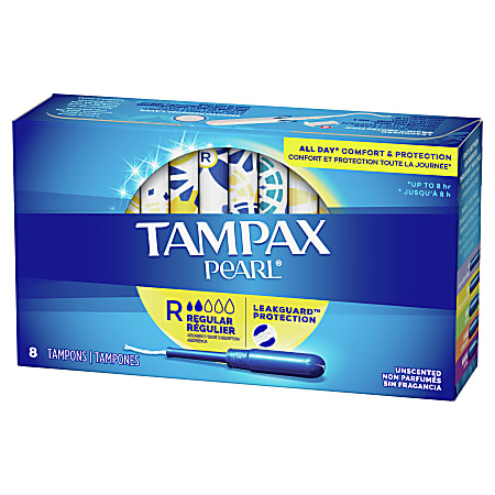 Tampax Pearl Tampons With LeakGuard Protection Regular Absorbency Box Of 8  - Office Depot