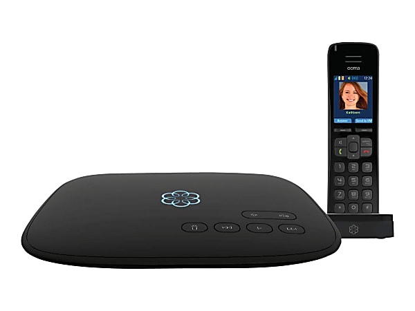 ooma Telo - Cordless phone base station / VoIP phone base station with caller ID/call waiting - 3-way call capability - 2 lines - black + 2 additional handsets