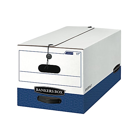 Bankers Box® Liberty® FastFold® Medium-Duty Storage Boxes, Letter Size, 24" x 12" x 10", White/Blue, Case Of 12 - 00011