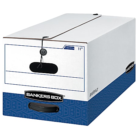 Bankers Box® Liberty® FastFold® Medium-Duty Storage Boxes, Letter Size, 24" x 12" x 10", White/Blue, Case Of 12 - 00011