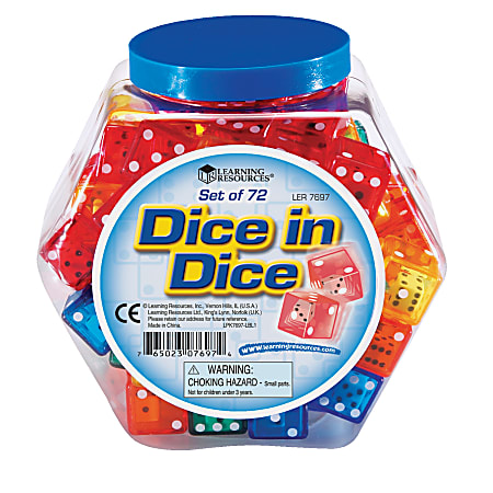 Learning Resources® Dice, Assorted Colors, Grades Pre-K - 5, Pack Of 72