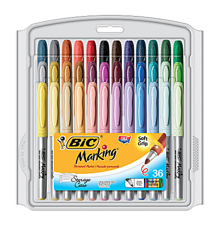 BIC® Mark-It™ Permanent Fashion Markers With Reusable Case, Assorted, Pack Of 36