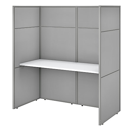 Bush Business Furniture Easy Office 60"W Cubicle Desk Workstation With 66"H Closed Panels, Pure White/Silver Gray, Standard Delivery