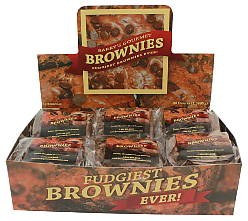 Barry's Gourmet Brownies, Double Chocolate Chunk, 4 Oz, 12 Brownies Per Pack, Box Of 8 Packs