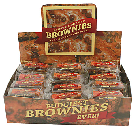 Barry's Gourmet Brownies, Peanut Butter Chocolate Chunk, 2 Oz, 24 Brownies Per Pack, Box Of 2 Packs