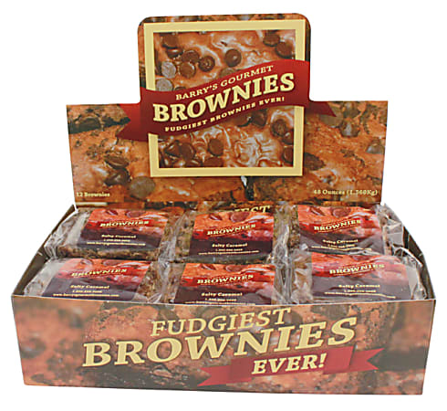 Barry's Gourmet Brownies, Salted Caramel Chocolate Chunk, 4 Oz, 12 Brownies Per Pack, Box Of 2 Packs