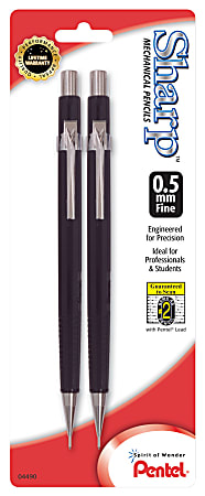Pentel® Automatic Sharp™ Mechanical Pencils, 0.5 mm, Black, Pack Of 2