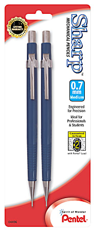 Pentel® Sharp™ Mechanical Pencil, 0.7mm, #2 Lead, Blue Barrel, Pack Of 2