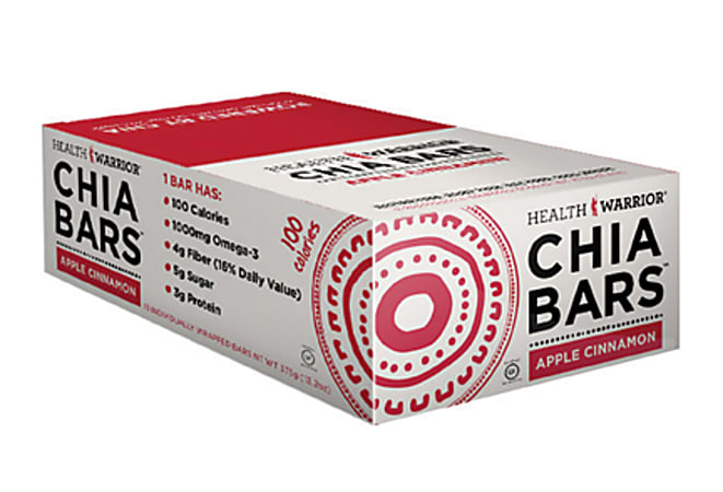 Health Warrior® Chia Bars, Apple Cinnamon, 0.88 Oz, Pack Of 15