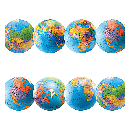Hygloss Globe Design Border Strips - Damage Resistant, Durable, Long Lasting - 36" Height x 3" Width - Assorted - 12 / Pack