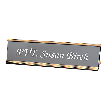 Custom Engraved Plastic Desk Signs With Slide-in Metal Holder, 2" x 8"