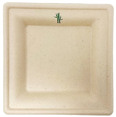 Purely Bamboo Square Plates, 10", Beige, Pack Of 500 Plates