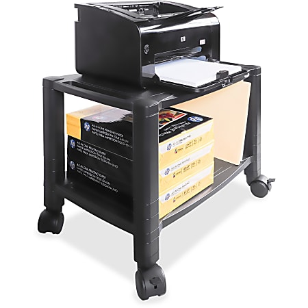 Kantek Mobile 2-Shelf Printer/Fax Stand - 75 lb Load Capacity - 2 x Shelf(ves) - 14" Height x 13.25" Width - Floor - Black