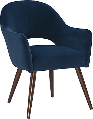 Powell Bogart Velvet Dining Chair, Dark Blue/Espresso