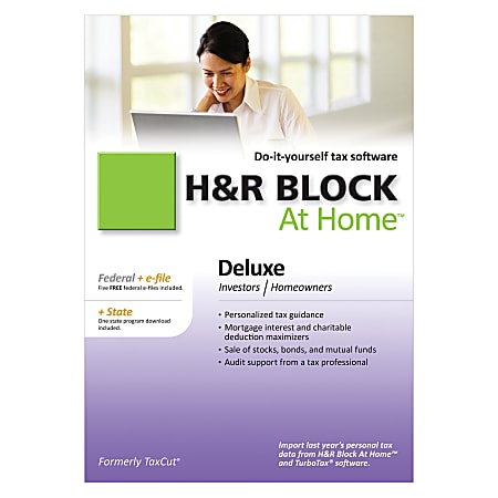 H&R Block® At Home™ Deluxe + State + E-File, For PC/Mac, Traditional Disc