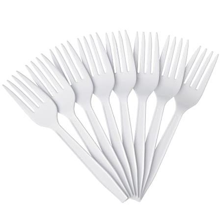 Highmark® Plastic Utensils, Medium-Size Forks, White, Box Of