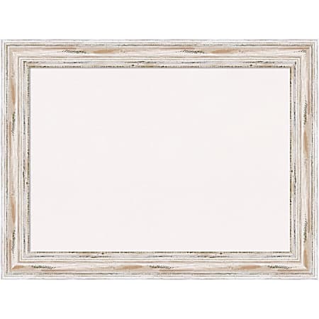 Amanti Art Cork Bulletin Board, 33" x 25", White, Alexandria White Wash Wood Frame