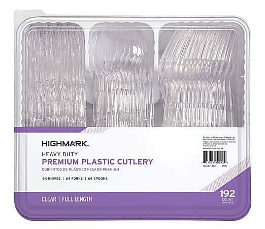 Highmark Heavy Duty Plastic Cutlery Clear Pack Of 192 Utensils