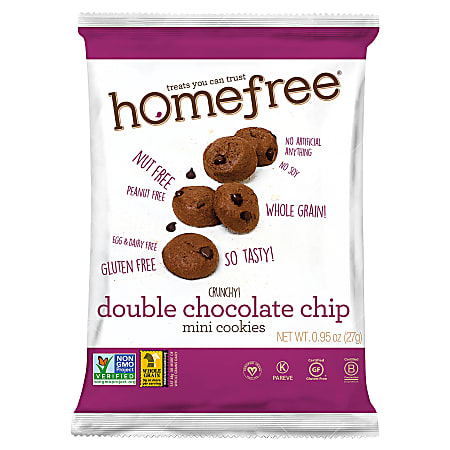HomeFree Treats Double Chocolate Chip Mini Cookies, 0.95 Oz, Pack Of 30