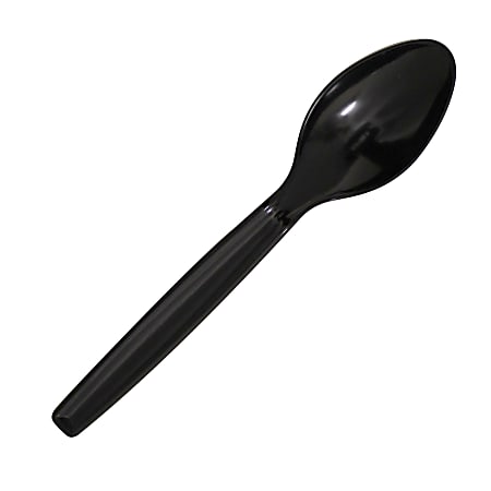 Highmark® Plastic Utensils, Full-Size Spoons, Black, Box Of 1,000 Spoons