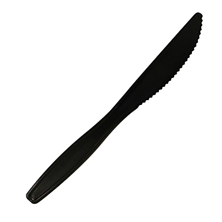 Highmark® Plastic Utensils, Full-Size Knives, Black, Box Of